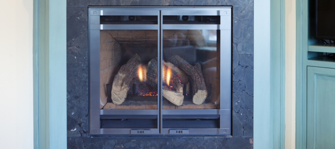 a gas fireplace