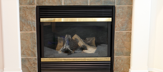 a gas fireplace that's off